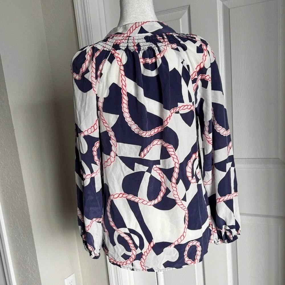 Lilly Pulitzer Navy and White Rope Print Blouse - Picture 9 of 15